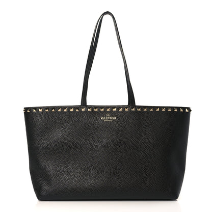 Valentino Garavani Grained Calfskin Small Rockstud Shoulder Tote Black 1 of 8