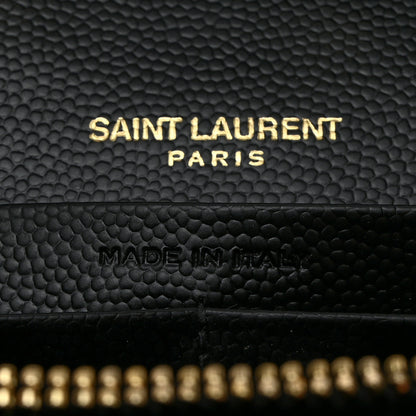 Saint Laurent Grain De Poudre Mixed Matelasse Triquilt Monogram Chain Wallet Black 7 of 10