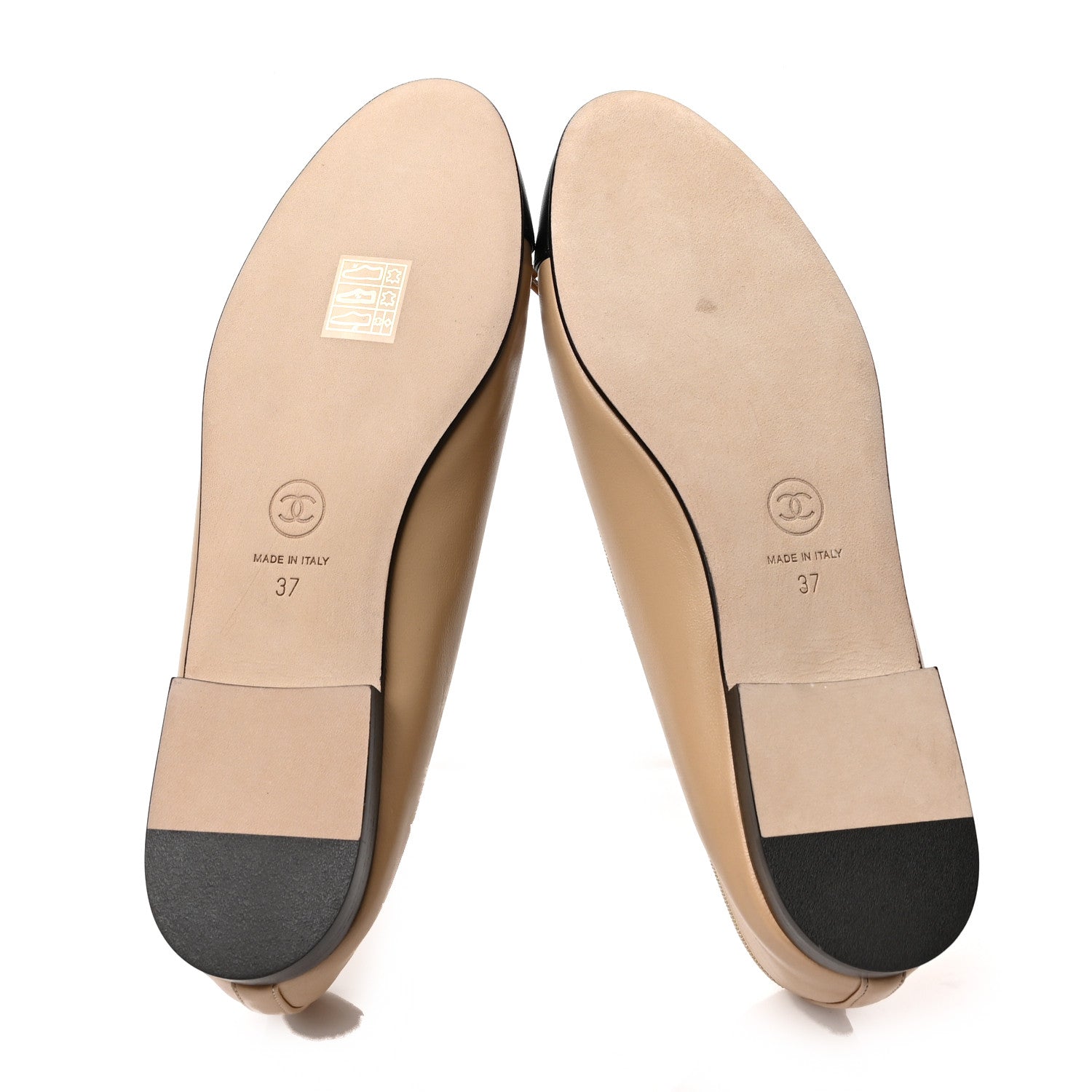 Chanel Lambskin Cap Toe Ballerina Flats 37 Beige Black 5 of 8