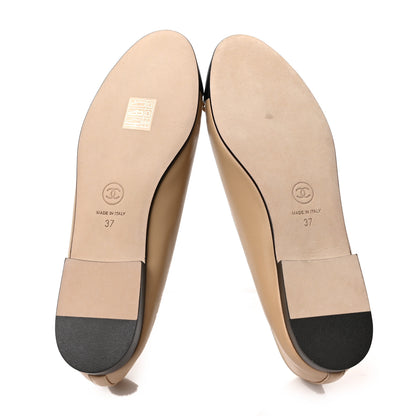 Chanel Lambskin Cap Toe Ballerina Flats 37 Beige Black 5 of 8