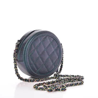 Chanel Iridescent Caviar Quilted Round Filigree Crossbody Dark Turquoise 3 of 8