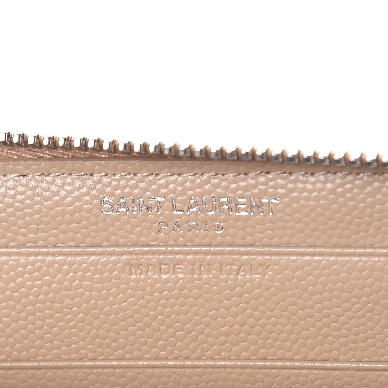 Saint Laurent Grain De Poudre Matelasse Chevron Monogram Zip Around Wallet Dark Beige 6 of 7