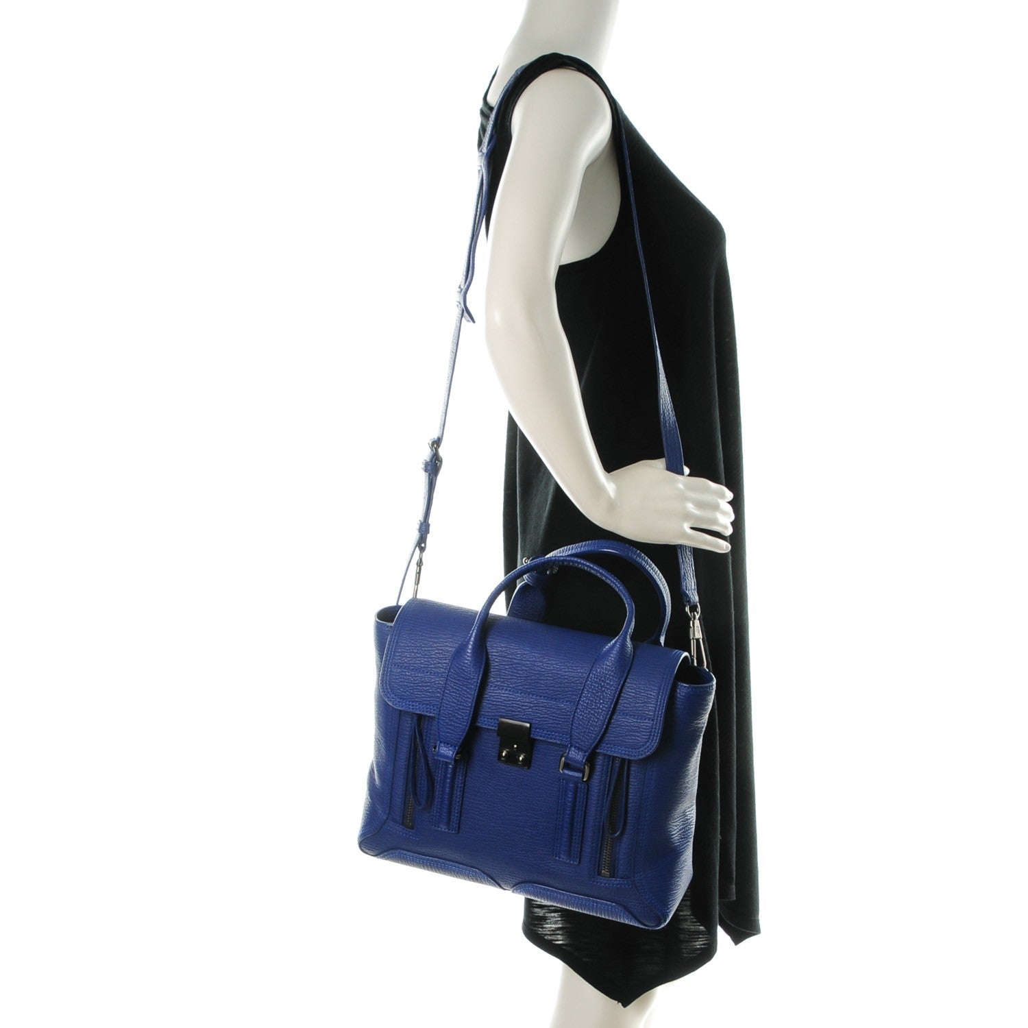 3.1 Phillip Lim 3.1 Textured Calfskin Medium Pashli Satchel Cobalt 2 of 8