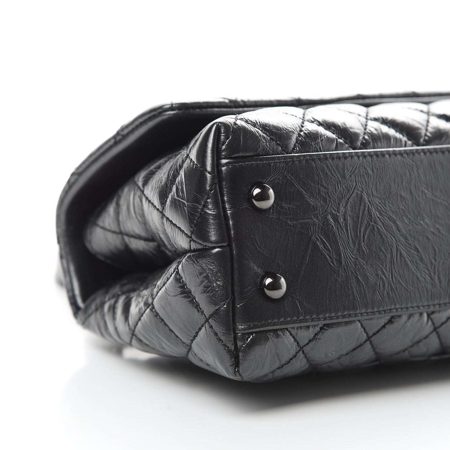 Aged Calfskin Quilted Mini Coco Handle Flap So Black
