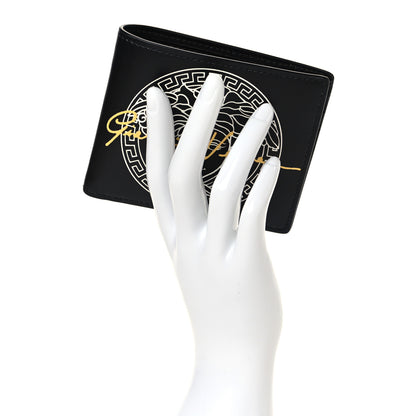 Versace Calfskin Bi-Fold Wallet Black 2 of 8
