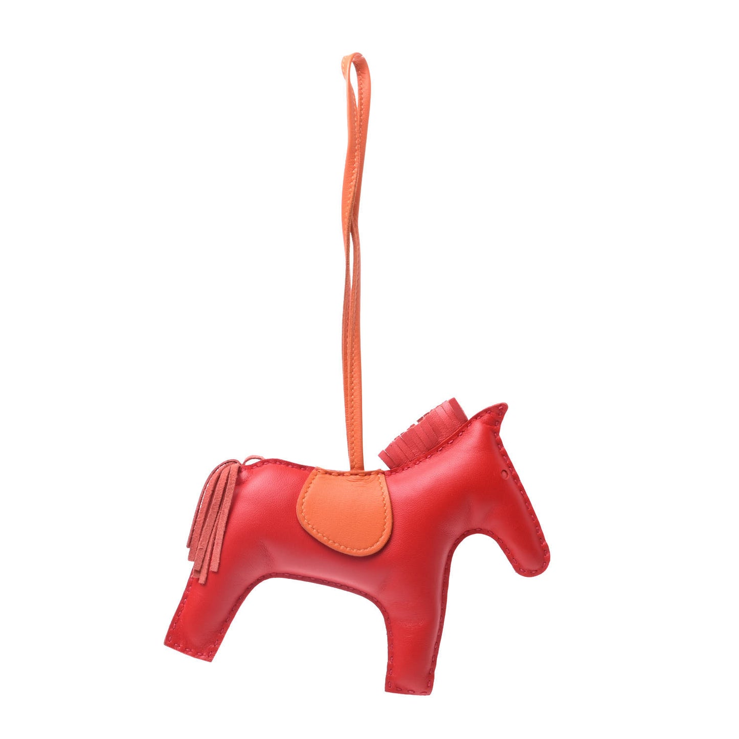 Milo Lambskin Grigri Rodeo Horse Bag Charm GM Rouge Rose Indien Jaipur Feu