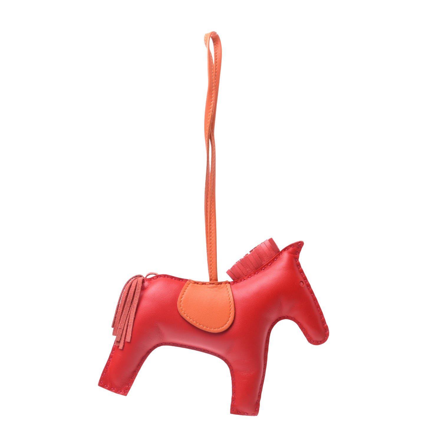 Hermes Milo Lambskin Grigri Rodeo Horse Bag Charm GM Rouge Rose Indien Jaipur Feu 1 of 5