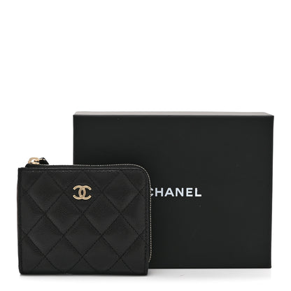 Chanel Caviar Quilted CC Zip Around Card Holder Wallet Black 10 of 10
