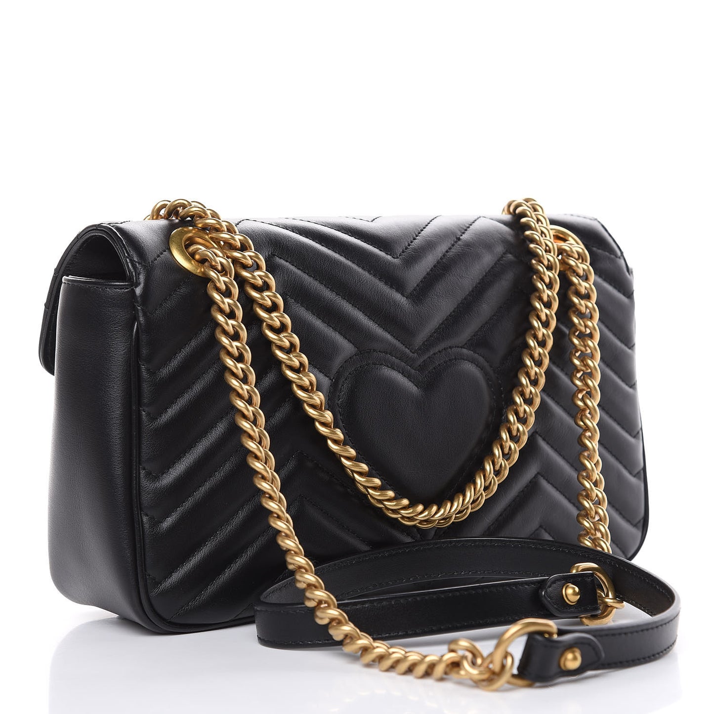 Calfskin Matelasse Small GG Marmont Shoulder Bag Black