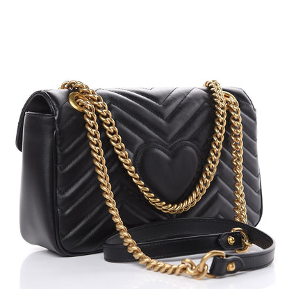 Gucci Calfskin Matelasse Small GG Marmont Shoulder Bag Black 3 of 10