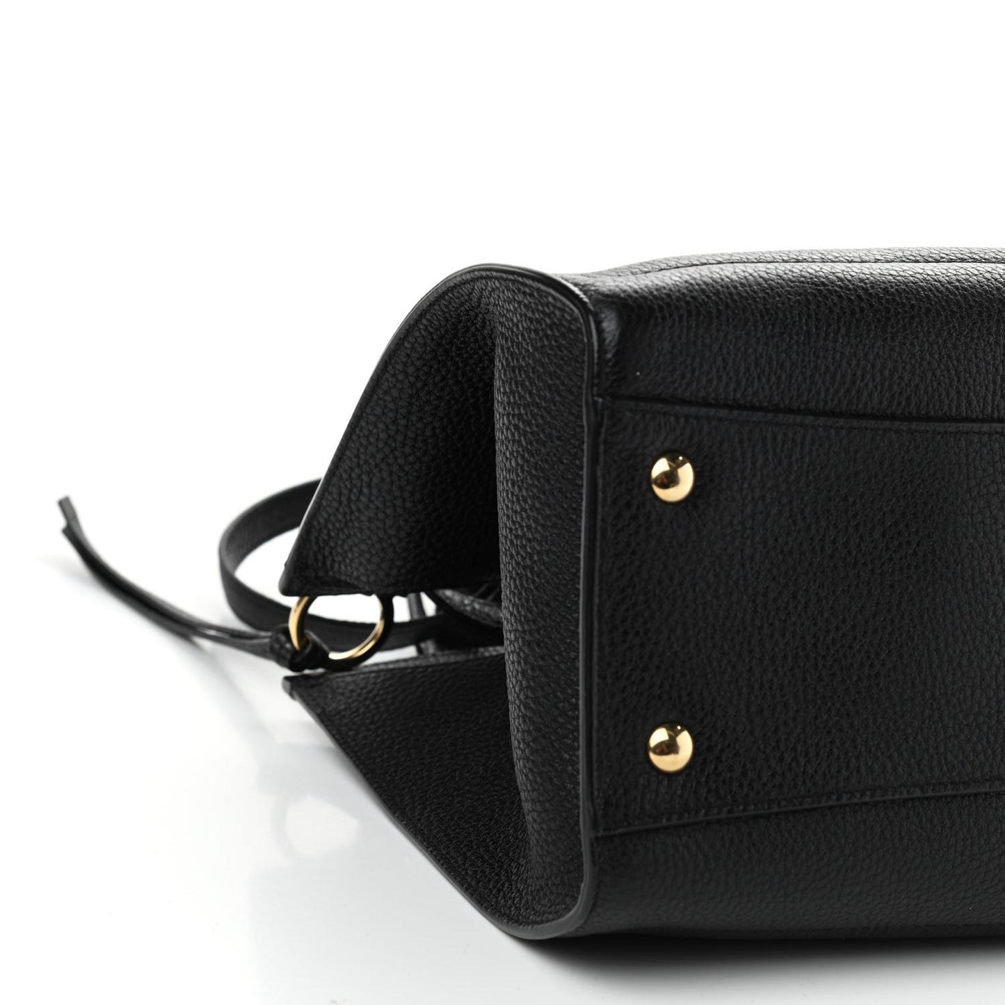 Hammered Calfskin Double Handle Small Amy Tote Black