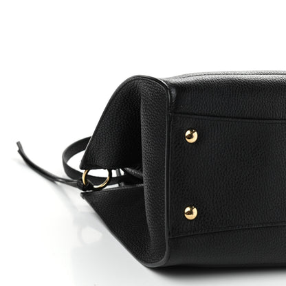 Salvatore Ferragamo Hammered Calfskin Double Handle Small Amy Tote Black 10 of 11