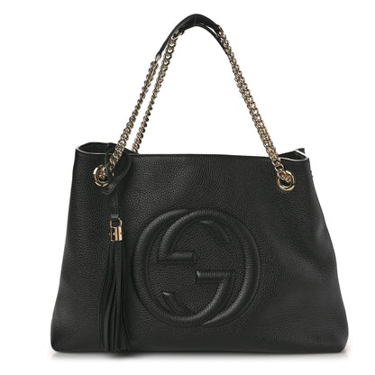 Gucci Pebbled Calfskin Medium Soho Chain Shoulder Bag Black 1 of 11