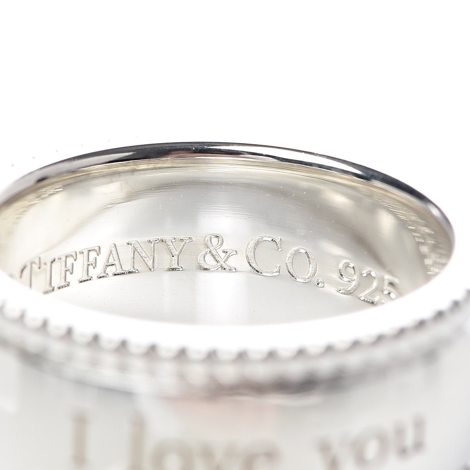 Tiffany Sterling Silver Milgrain I Love You Band Ring 47 4 4 of 4