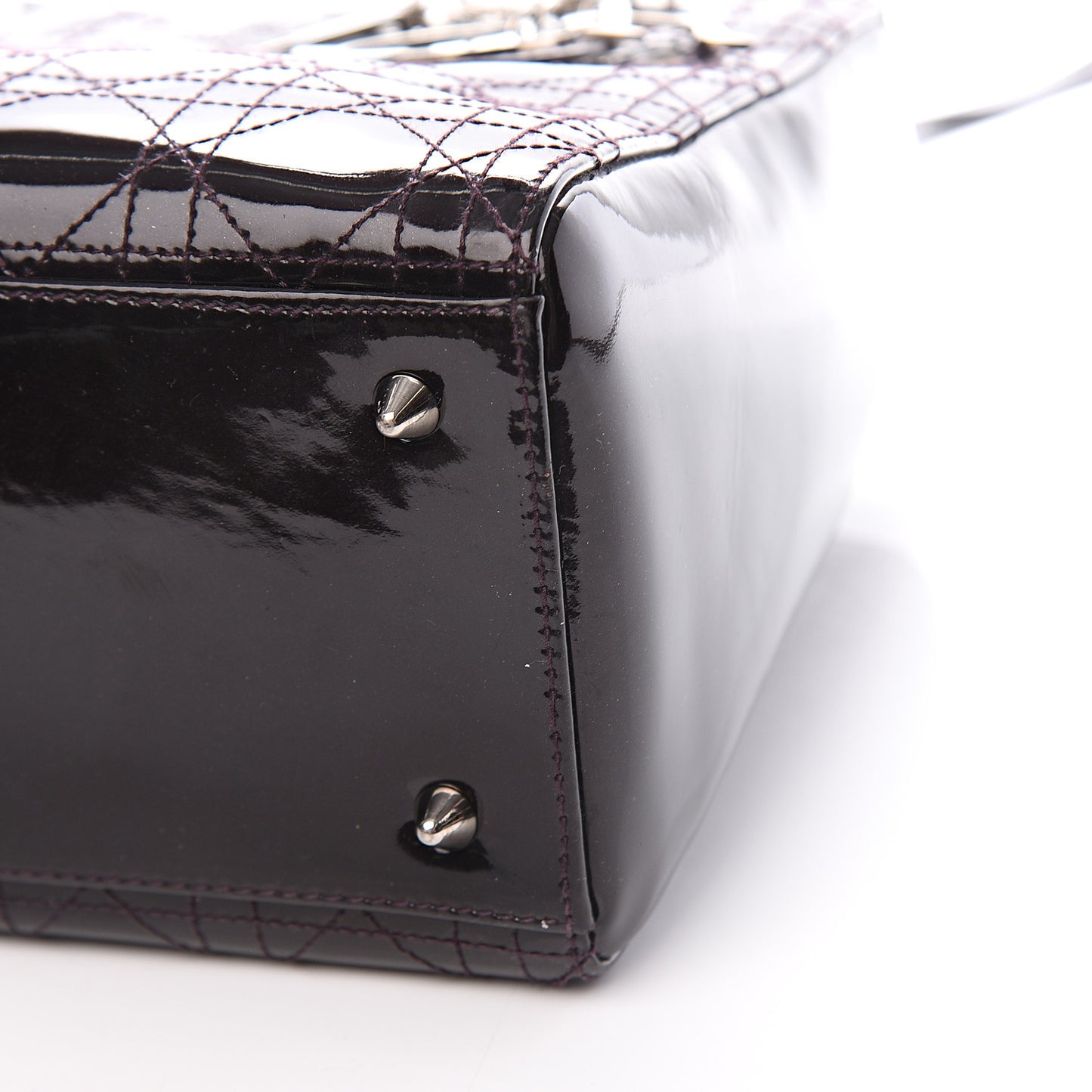 Patent Cannage Stitched Medium Lady Dior Amethyste