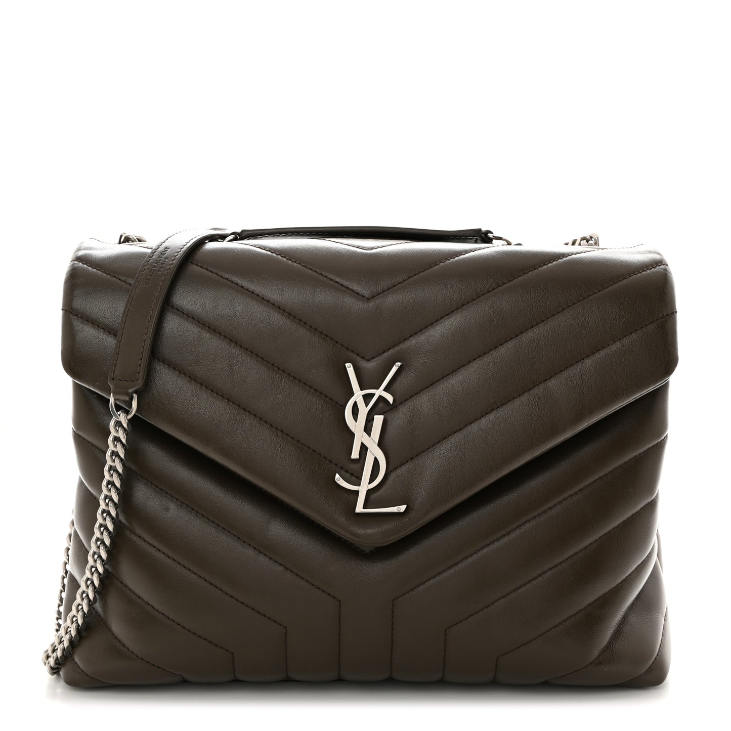 Calfskin Y Quilted Monogram Medium Loulou Chain Satchel Faggio