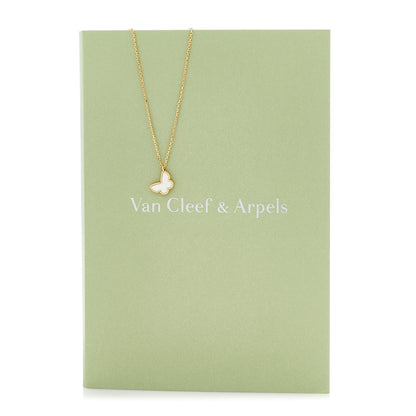 Van Cleef & Arpels 18K Yellow Gold Mother of Pearl Sweet Alhambra Butterfly Pendant Necklace 5 of 5