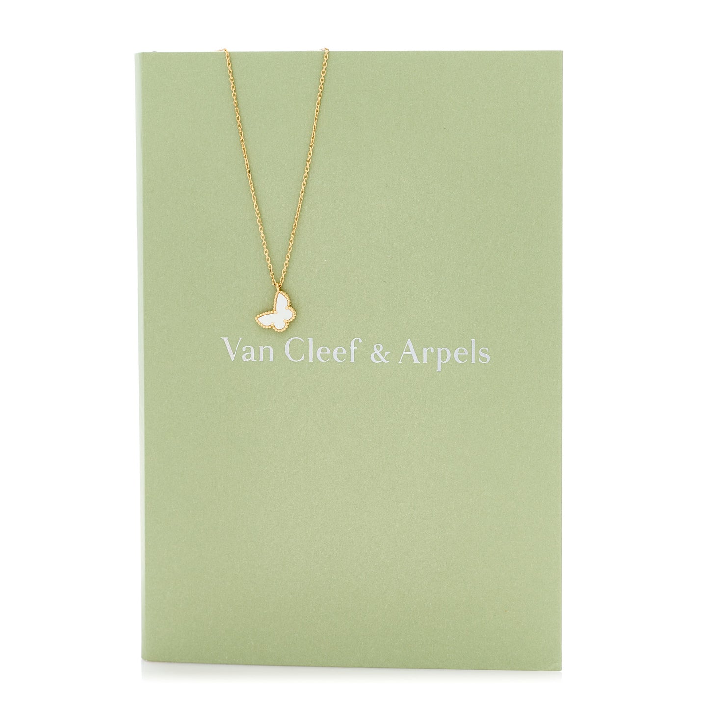18K Yellow Gold Mother of Pearl Sweet Alhambra Butterfly Pendant Necklace