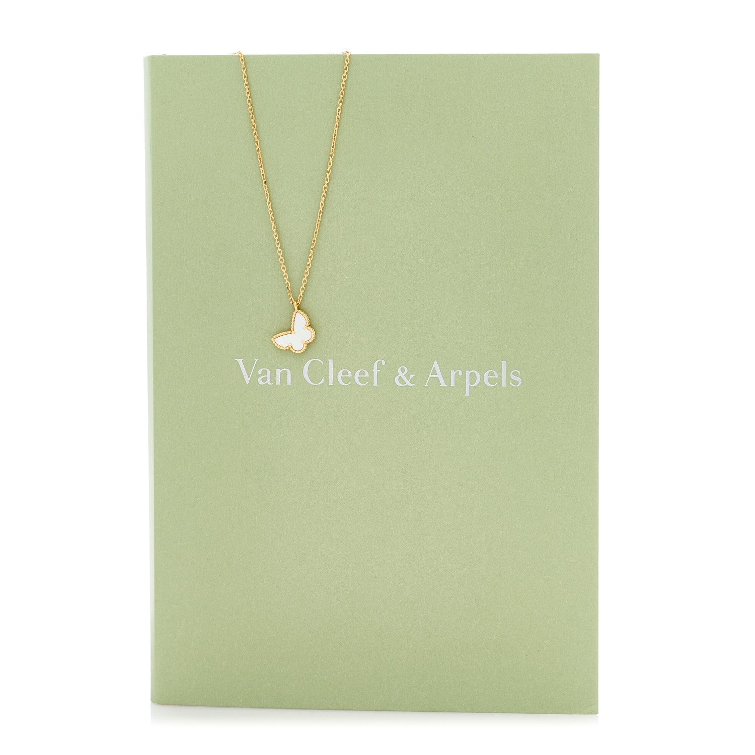 Van Cleef & Arpels 18K Yellow Gold Mother of Pearl Sweet Alhambra Butterfly Pendant Necklace 5 of 5