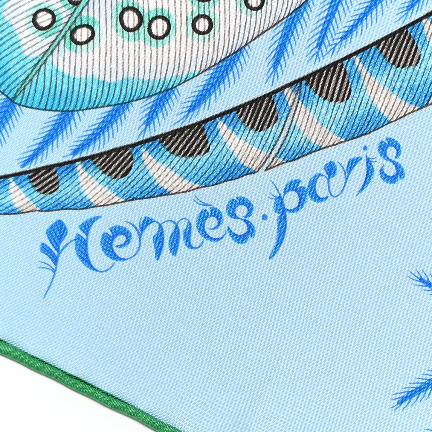 Silk Plumes En Fete Scarf 90 Ciel Vert Brun