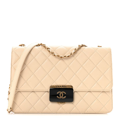 Chanel Sheepskin Quilted Large Beauty Lock Flap Beige 1 of 17