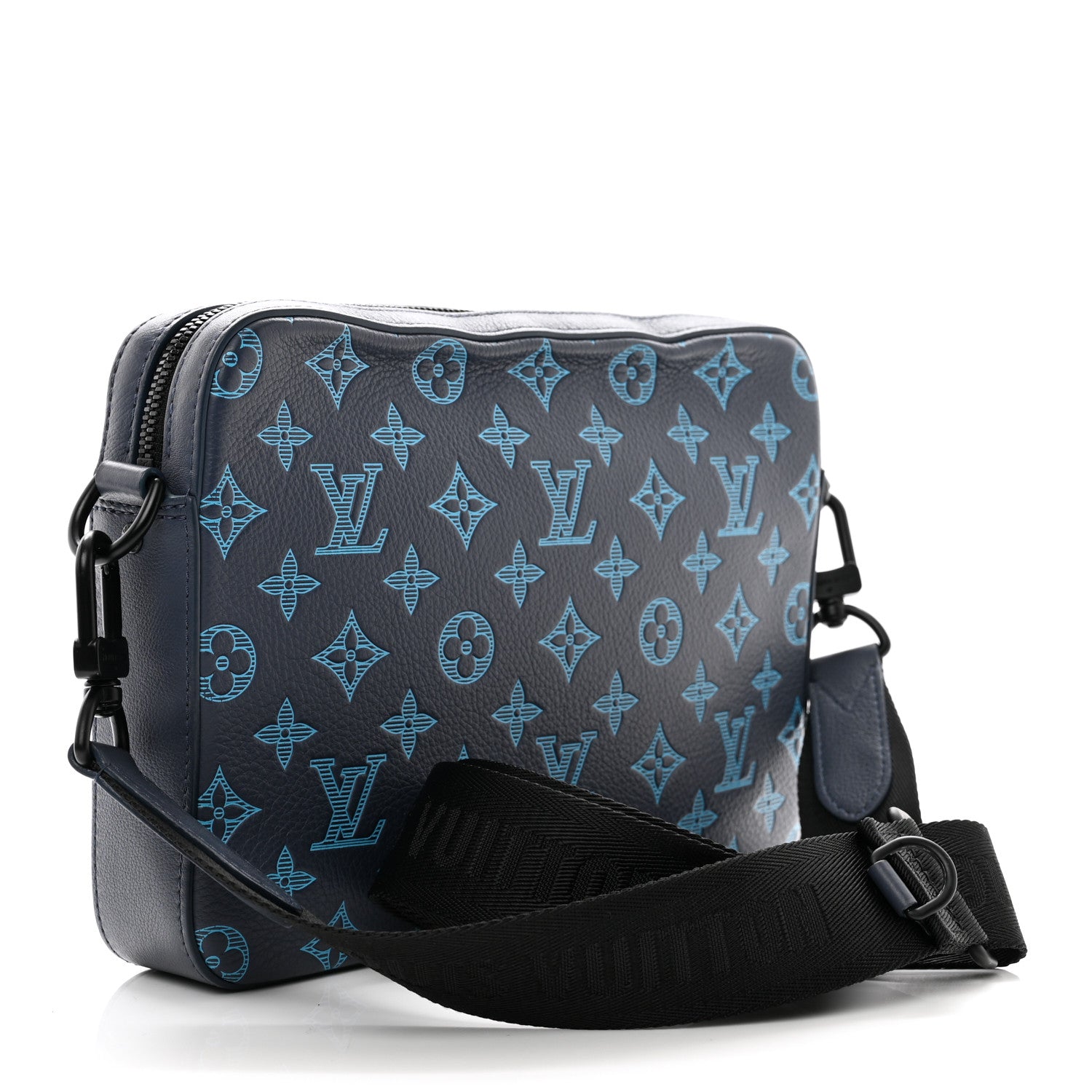Louis Vuitton Calfskin Monogram Shadow Trio Messenger Navy River Blue 4 of 9