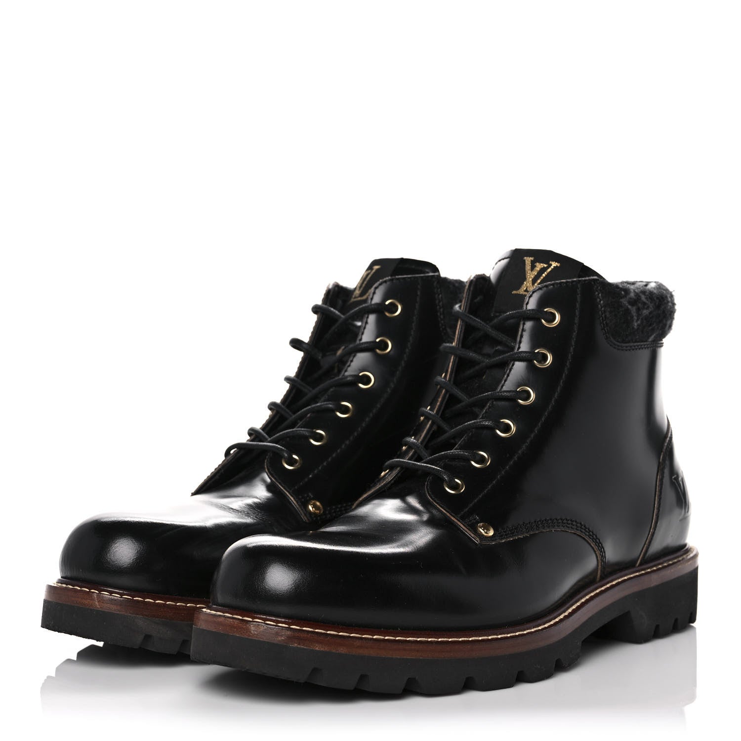 Louis Vuitton Calfskin Monogram Mens Ankle Boots 8 Black 3 of 8
