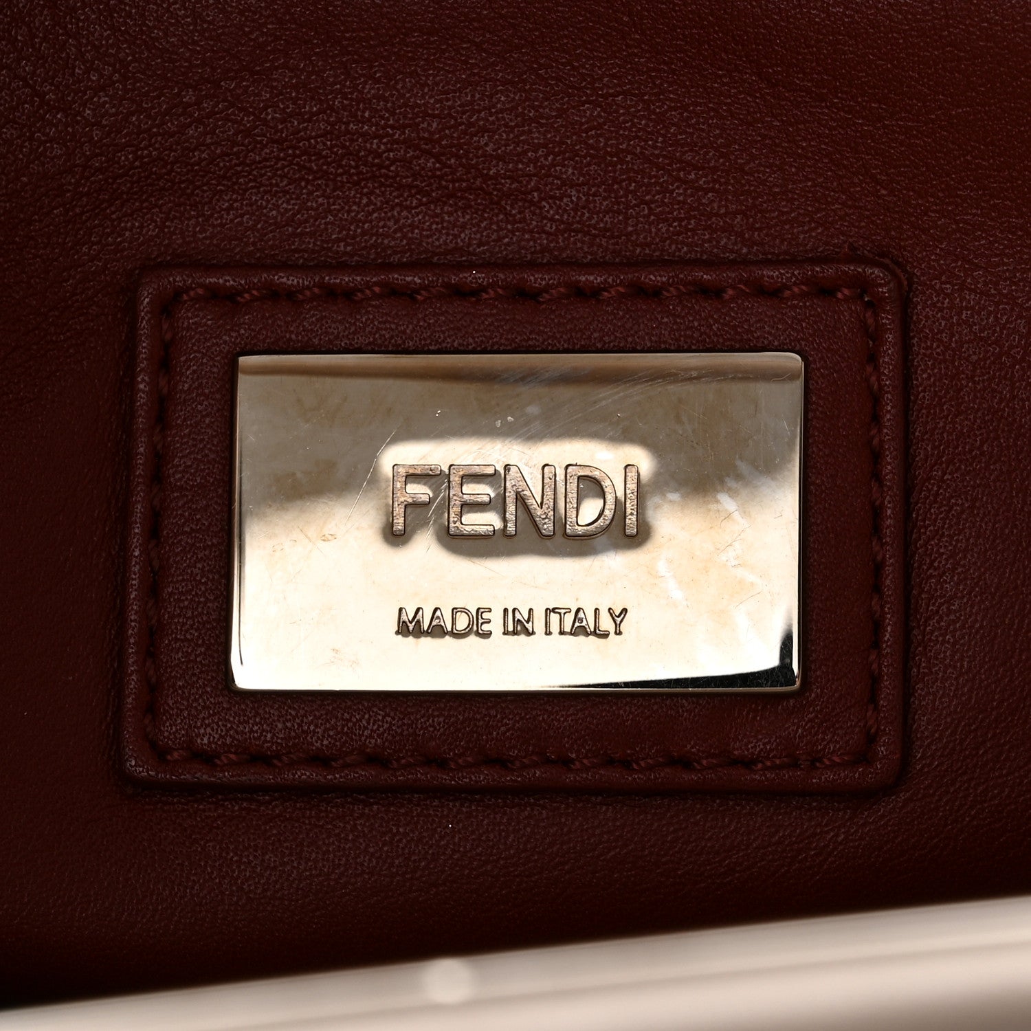Fendi Vitello Seta Burro Medium Peekaboo Iconic Satchel Grigio Polvere Mattone 6 of 11