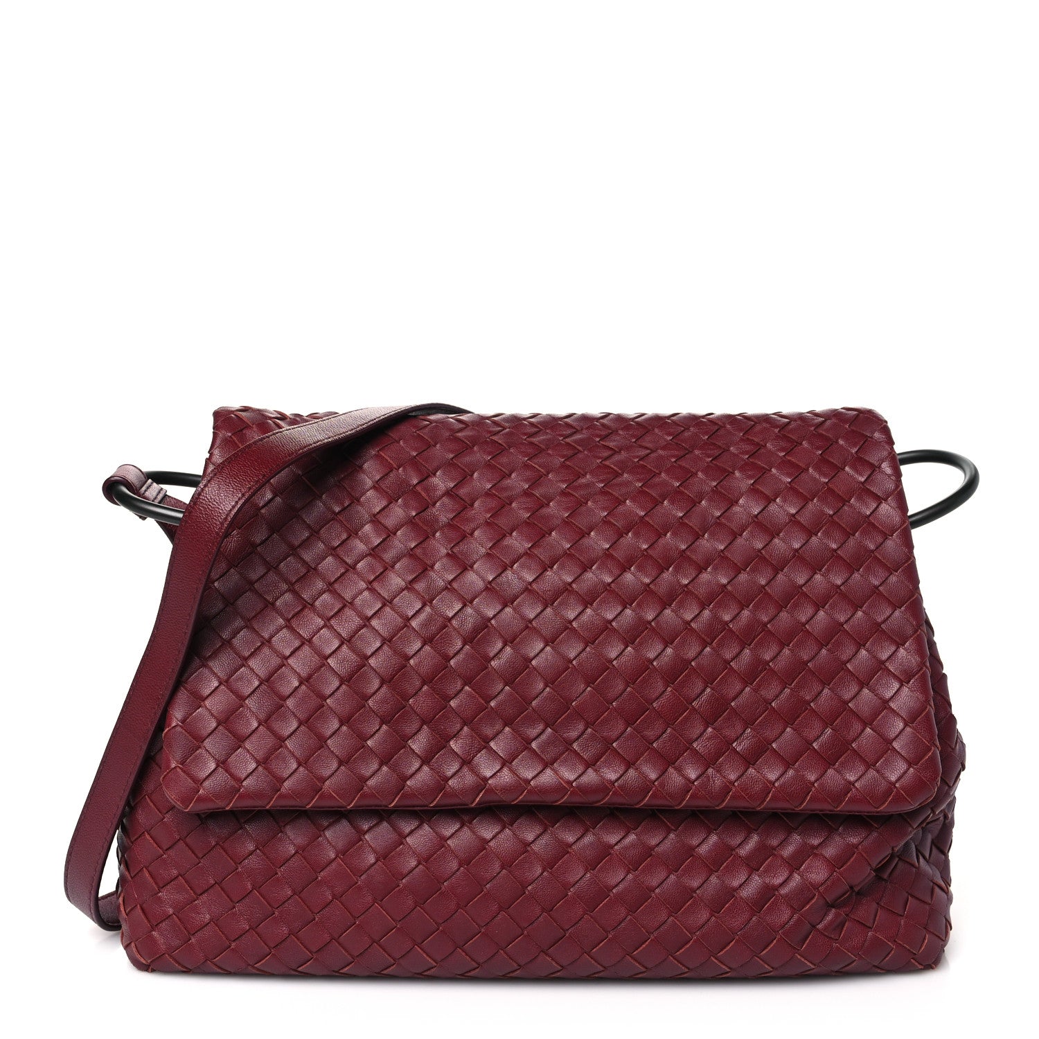 Bottega Veneta Nappa Intrecciato Flap Shoulder Bag Bordeaux 1 of 10