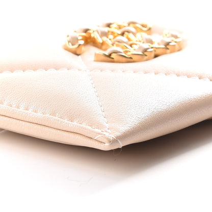 Chanel Shiny Goatskin Quilted Chanel 19 Card Holder Beige 5 of 11