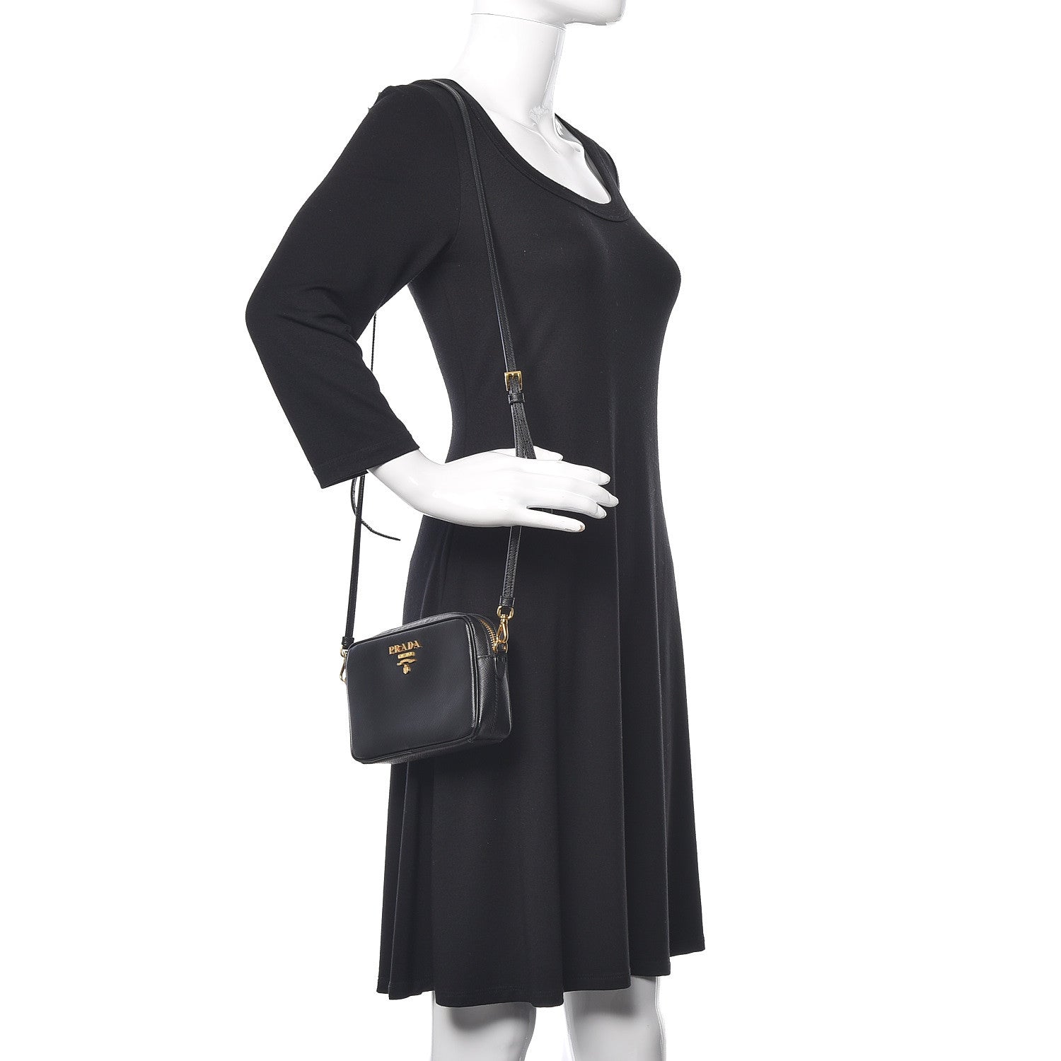 Prada Saffiano Lux Small Camera Crossbody Bag Black 2 of 10