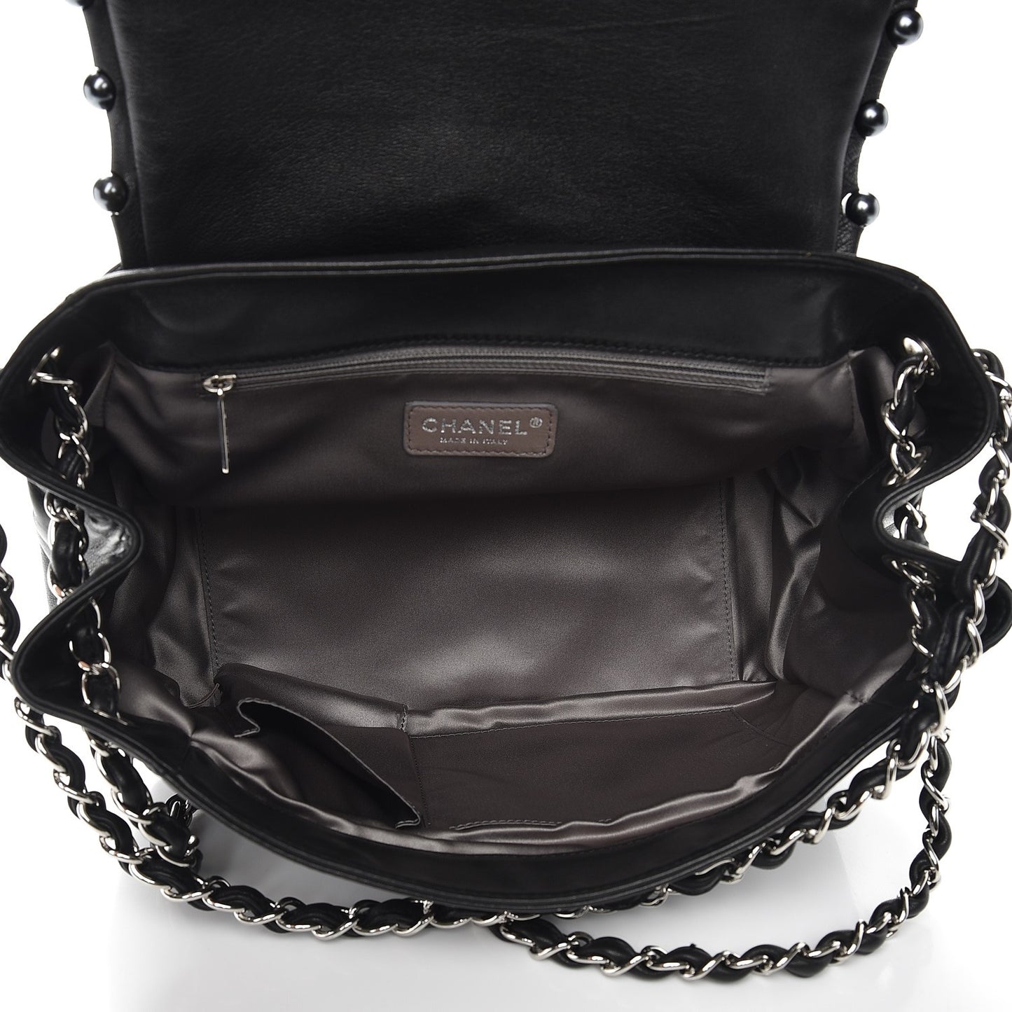 Lambskin Pearl Obsession Flap Black