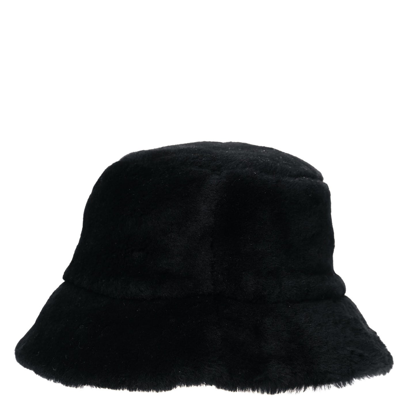 Shearling Metal Triangle Logo Womens Bucket Hat M Black