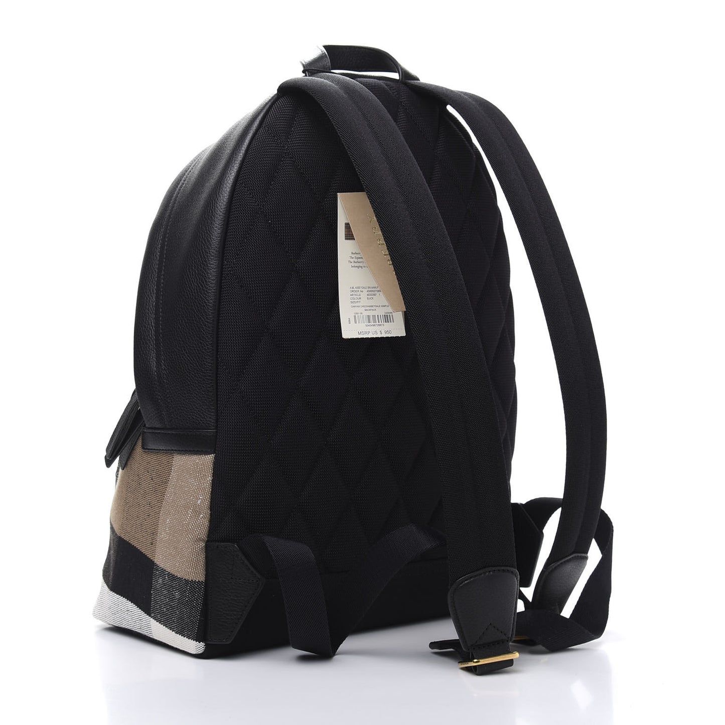 Mega Check Calfskin Abbeydale Simple Backpack Black Camel