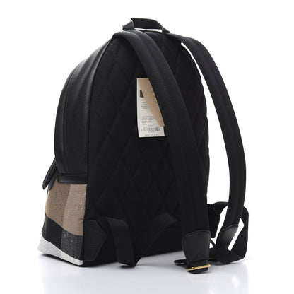 Burberry Mega Check Calfskin Abbeydale Simple Backpack Black Camel 2 of 9