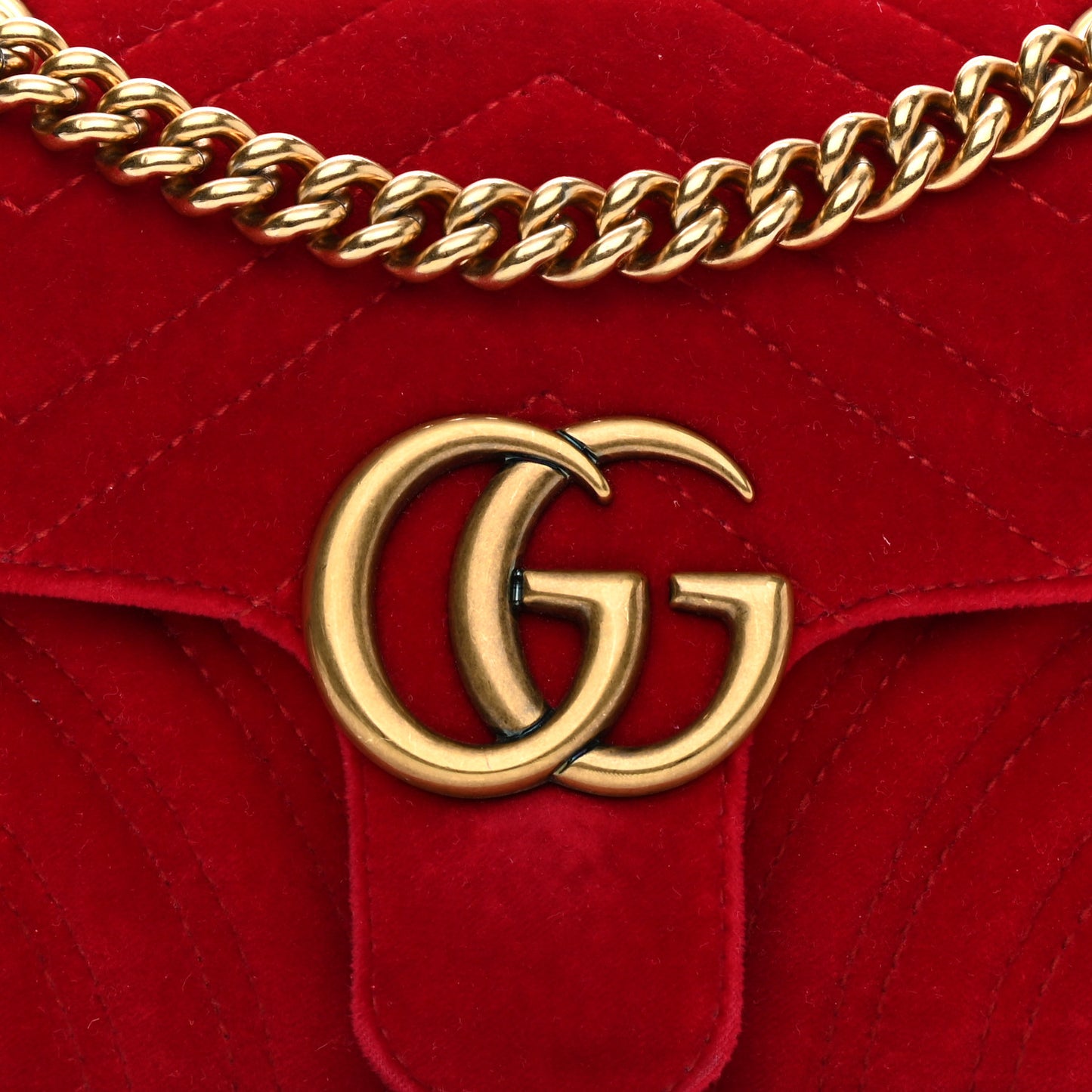Velvet Matelasse Mini GG Marmont Shoulder Bag Hibiscus Red