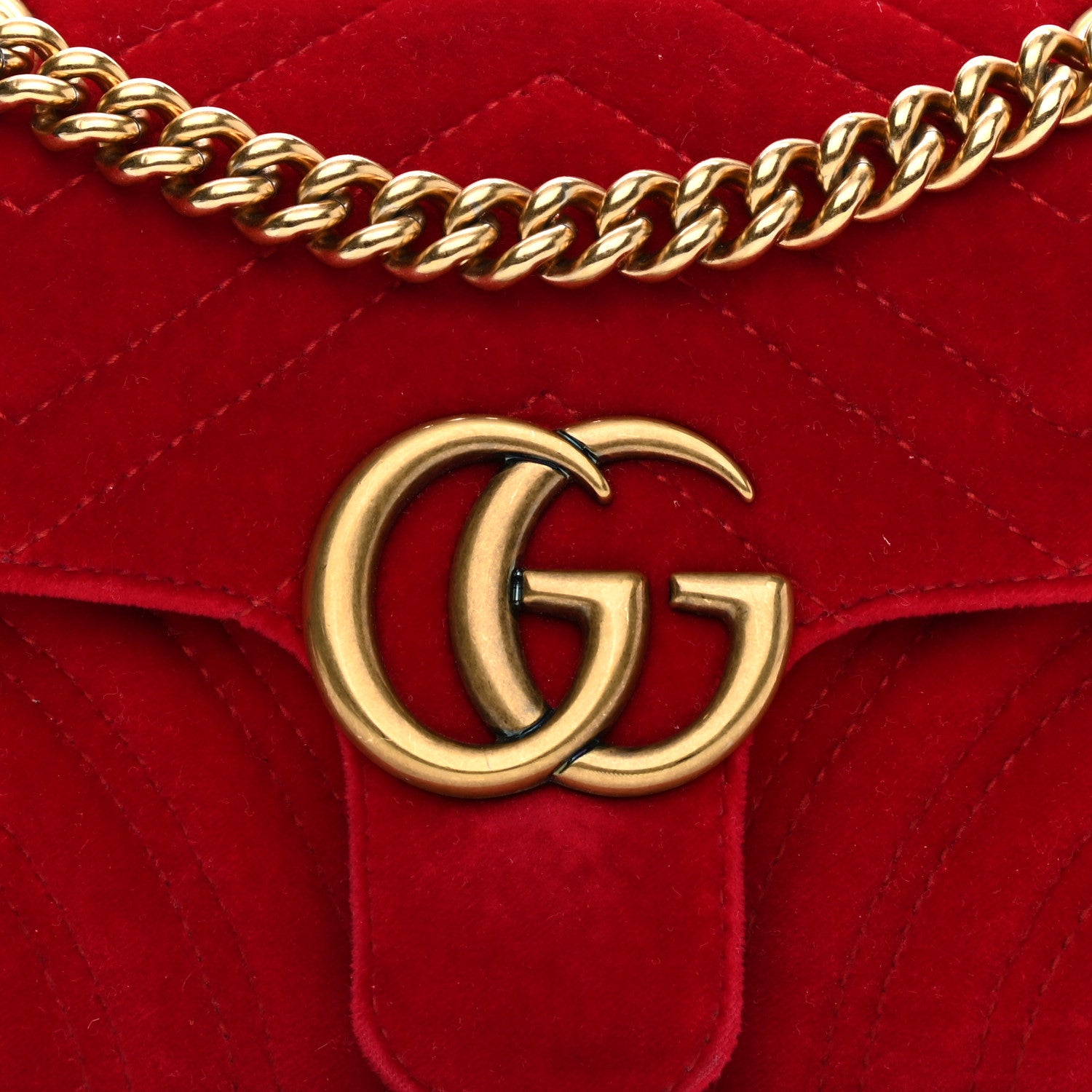 Gucci Velvet Matelasse Mini GG Marmont Shoulder Bag Hibiscus Red 4 of 10