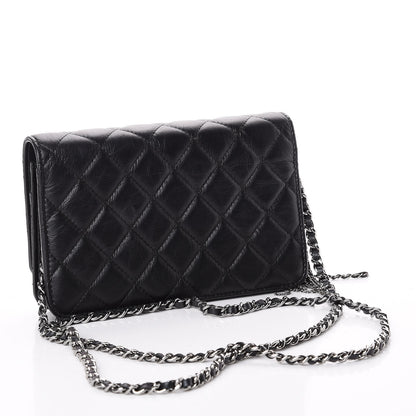 Chanel Aged Calfskin Quilted Tassel Wallet On Chain WOC Black 3 of 10