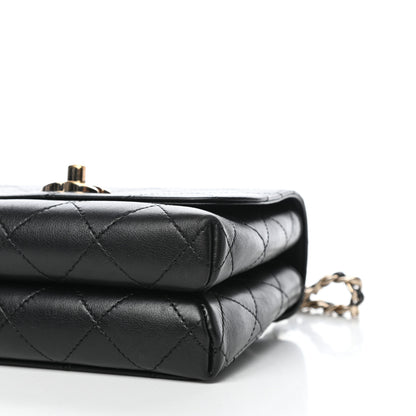 Chanel Calfskin Quilted Small Double Pocket Top Handle Flap Black 9 of 10