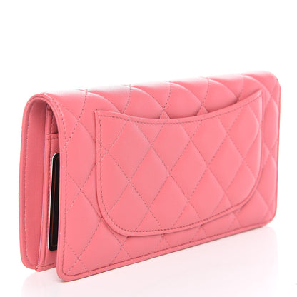Chanel Lambskin Quilted Yen Wallet Dark Pink 3 of 10