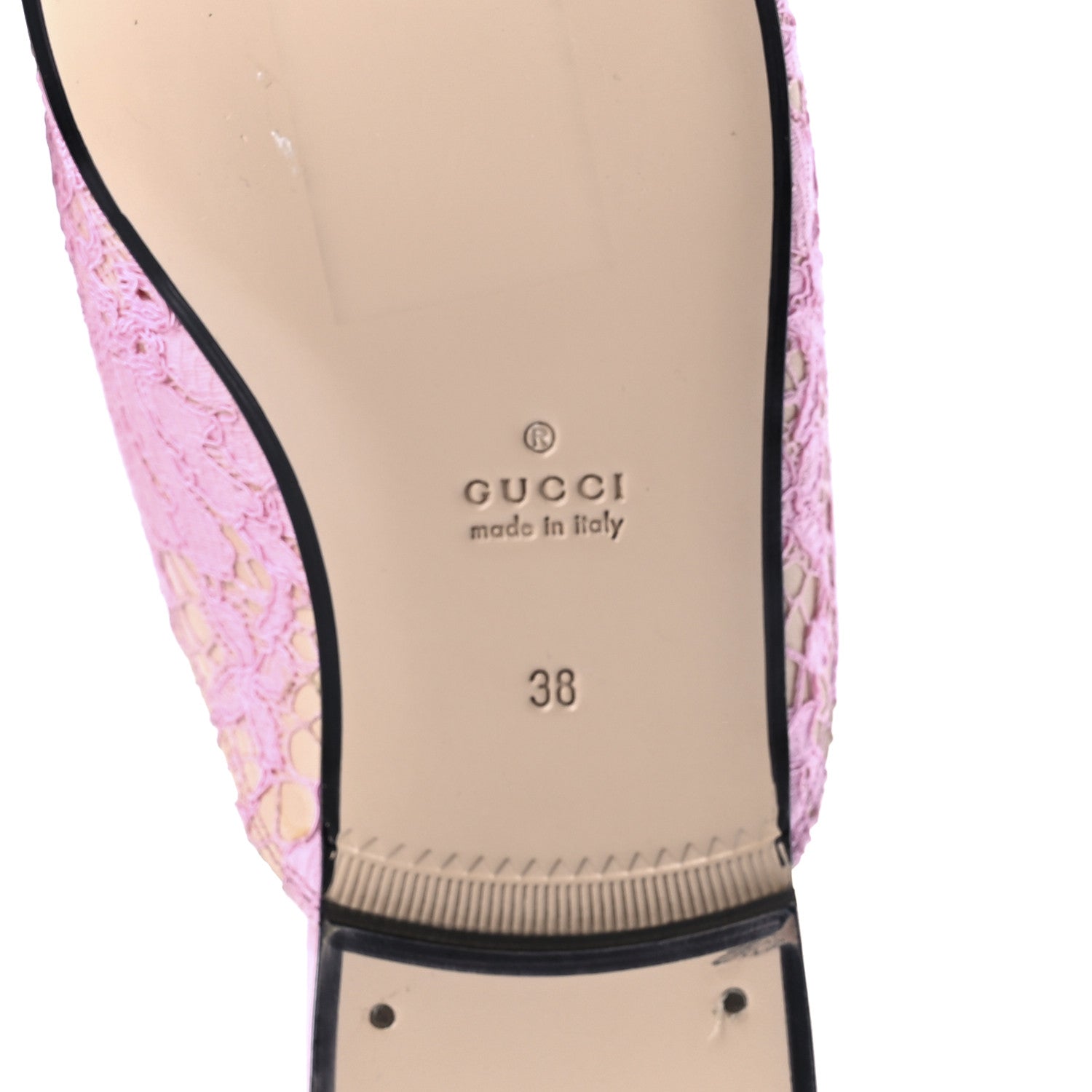 Gucci Lace Malaga Kid Womens Princetown Slippers 38 Sugar Pink Skin Rose 6 of 8