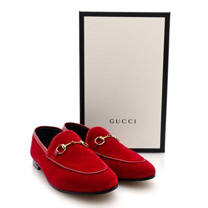 Gucci Velvet Horsebit Womens Jordaan Loafers 37 Hibiscus Red 9 of 9