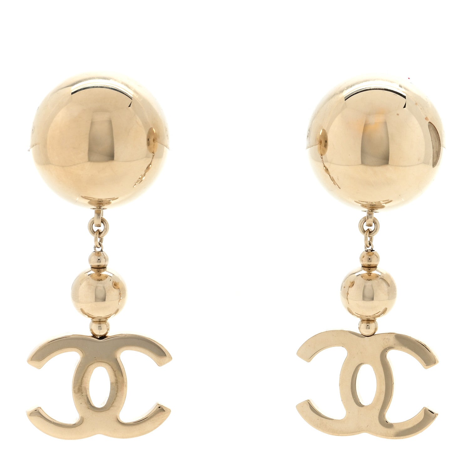 Chanel Metal CC Drop Earrings Gold 1 of 4