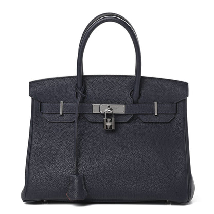 Hermes Togo Birkin Verso 30 Bleu Nuit Orange Poppy 1 of 11