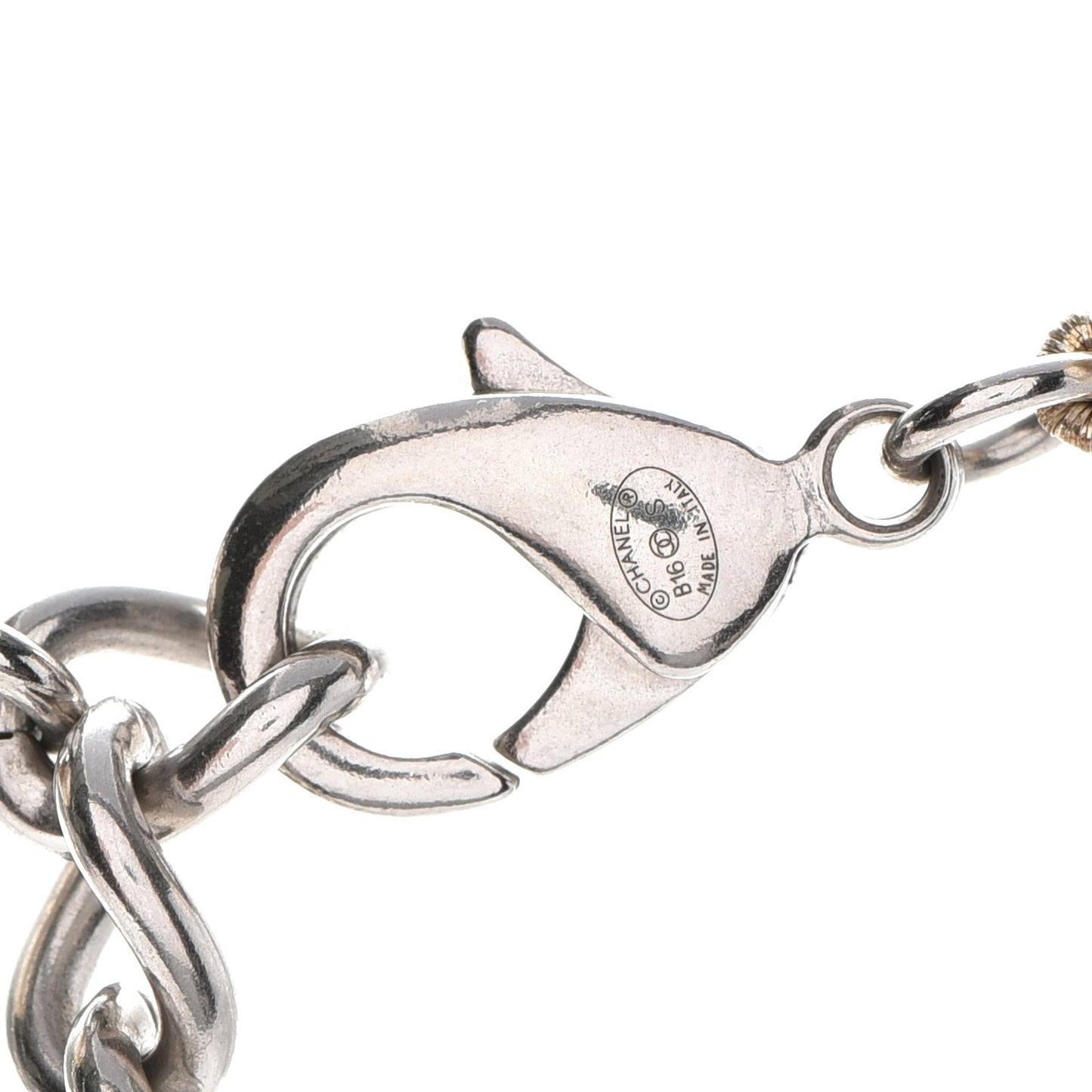 Pearl CC Long Necklace Silver