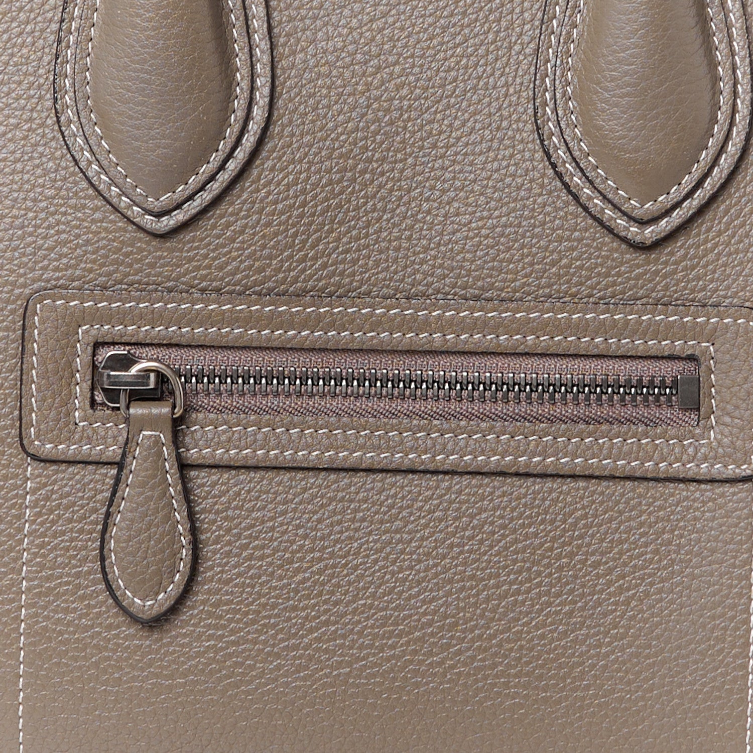 Celine Drummed Calfskin Micro Luggage Souris 8 of 10