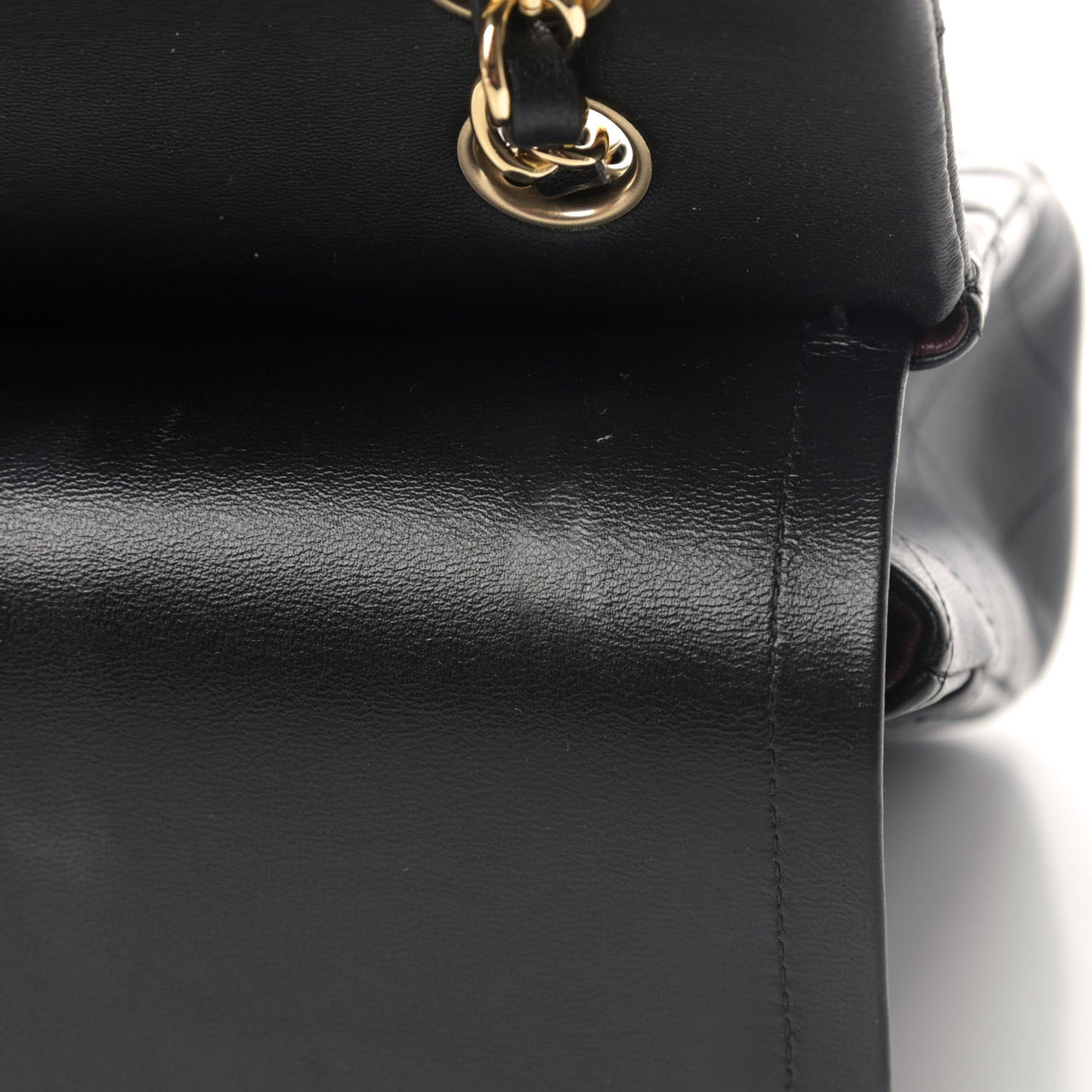 Lambskin Quilted Medium Double Flap Black