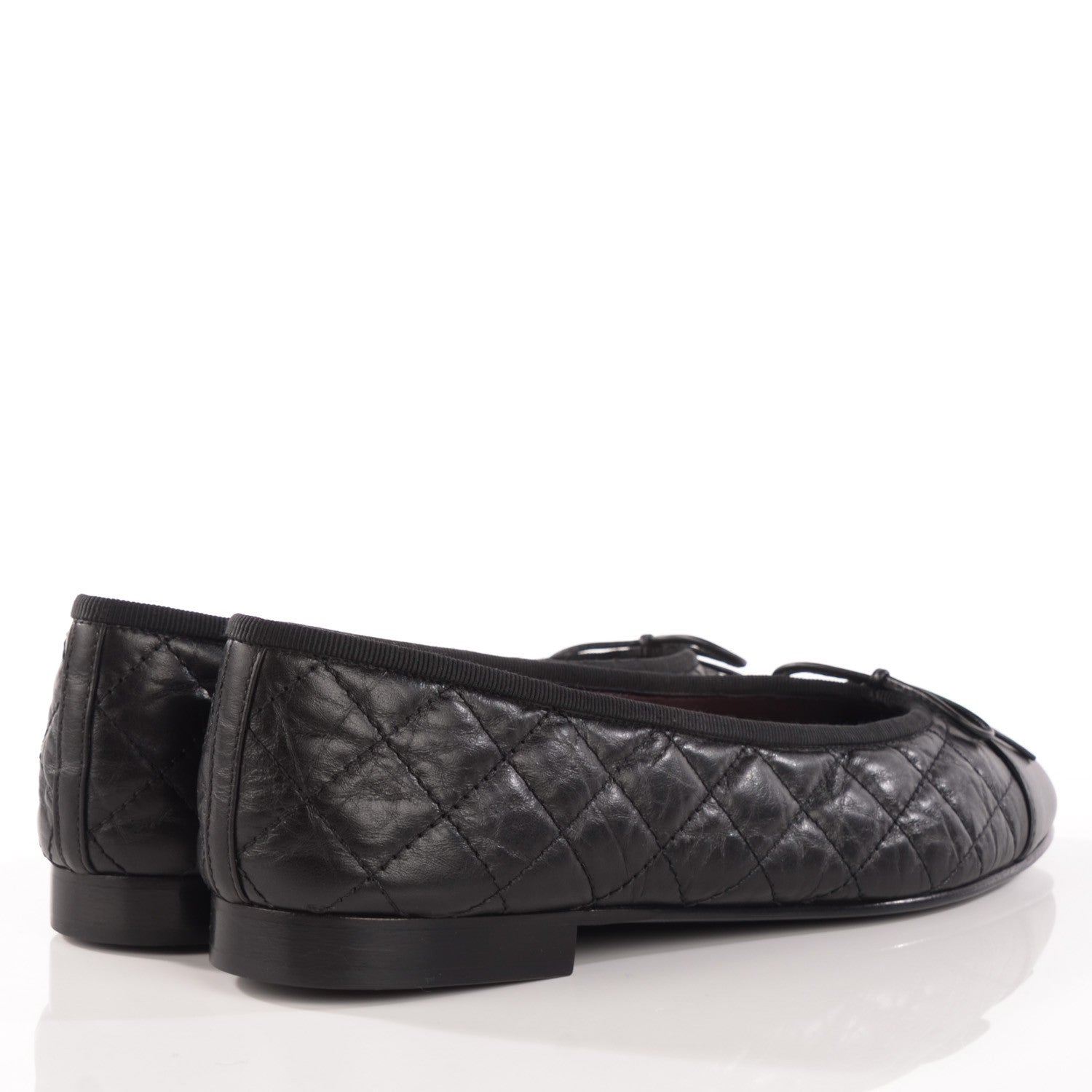 Chanel Aged Calfskin Quilted Cap Toe Ballerina Flats 40 Black 5 of 25
