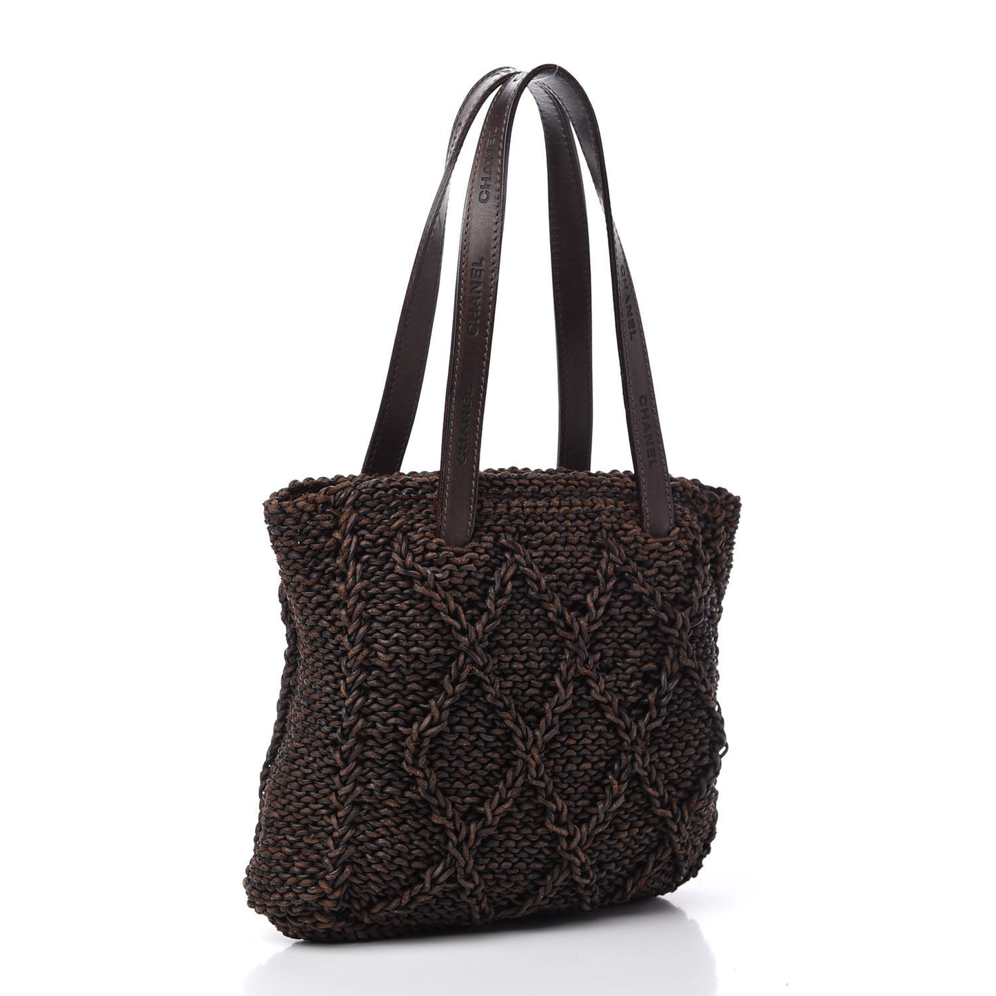 Calfskin Woven Tote Dark Brown