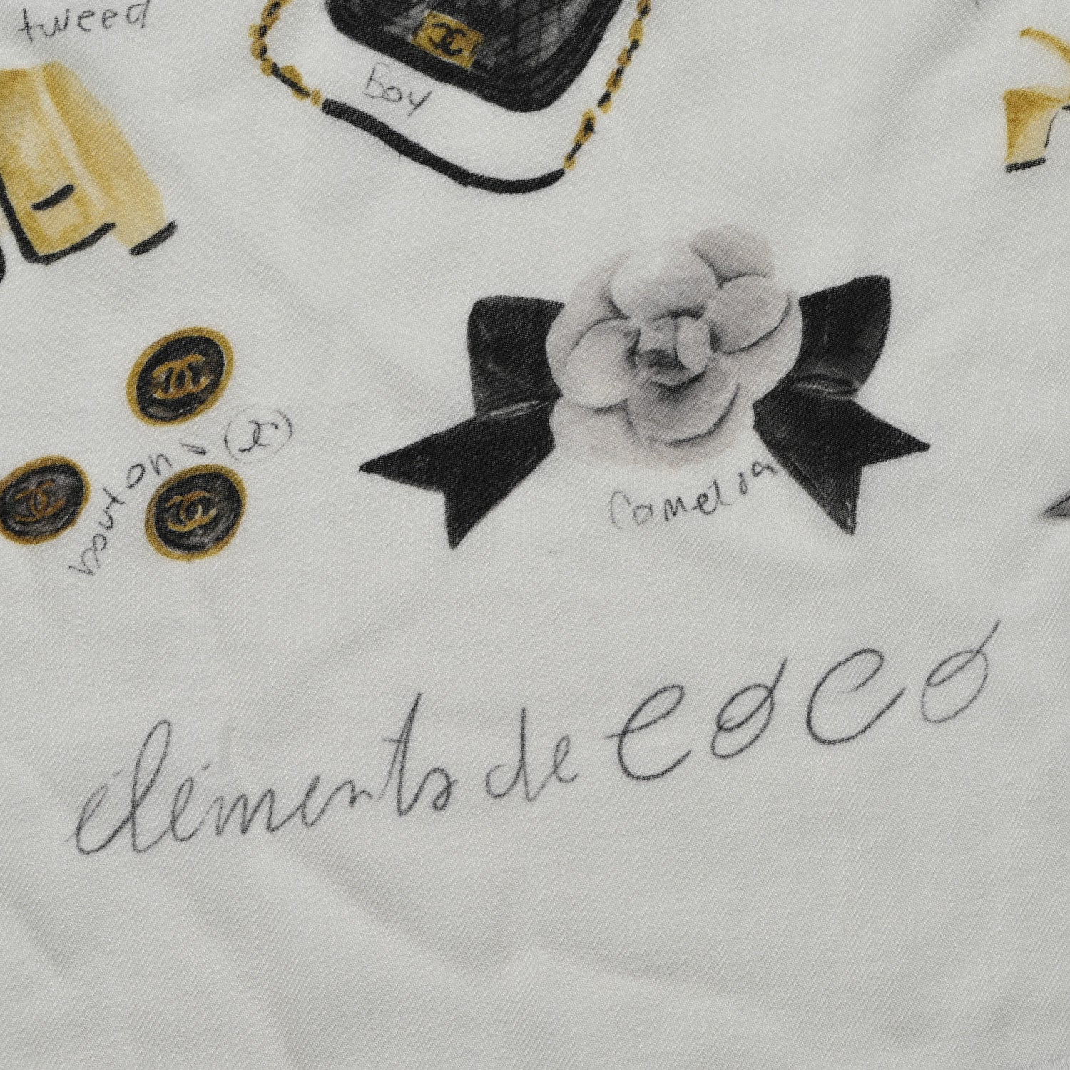 Chanel Cashmere Logo Icon Shawl Ivory Multicolor 4 of 4